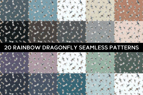 20 Rainbow Dragonfly Seamless Patterns: Strategic Use for Creative and Business Applications
