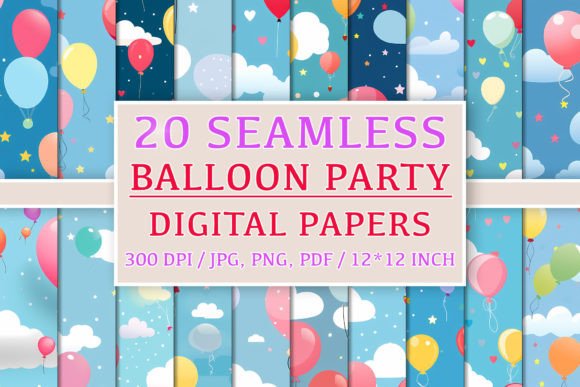 20 Seamless Balloon Party Patterns: Elevating Creative Projects with Elegant Design