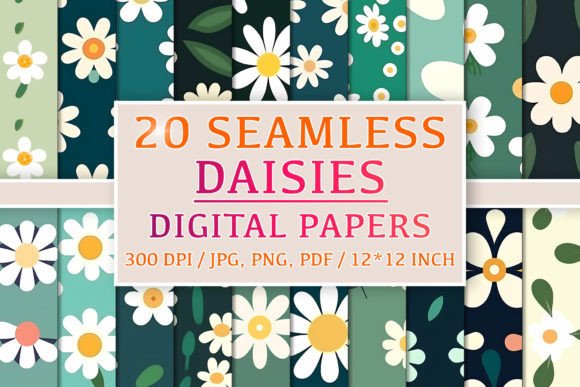 20 Seamless Daisies Patterns: A Versatile Design Resource for Creative Projects