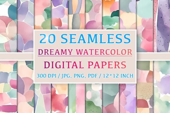 20 Seamless Dreamy Watercolor Patterns for Creative Projects