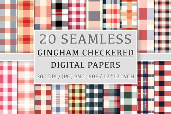 20 Seamless Gingham Checkered Patterns