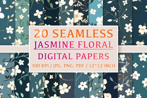 20 Seamless Jasmine Floral Patterns