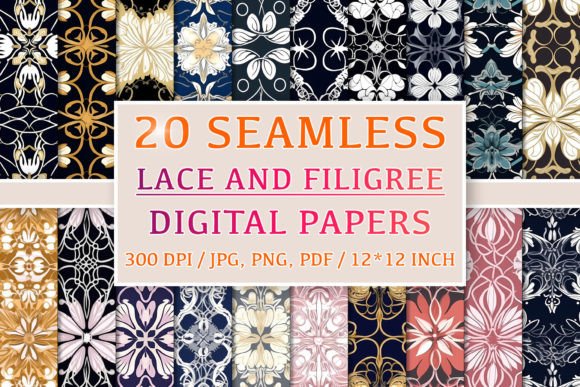 20 Seamless Lace and Filigree Patterns for Modern Creative Projects
