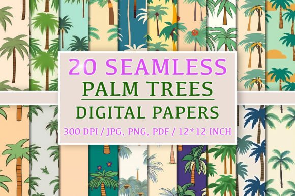 20 Seamless Palm Trees Patterns