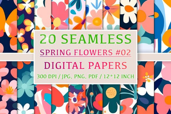 20 Seamless Spring Flower Patterns 2