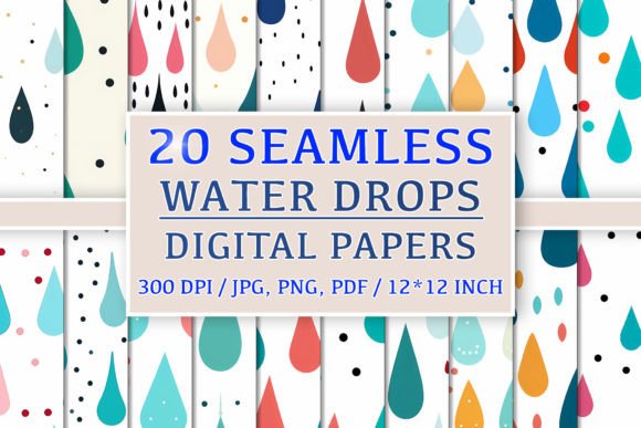 20 Seamless Water Drops Patterns