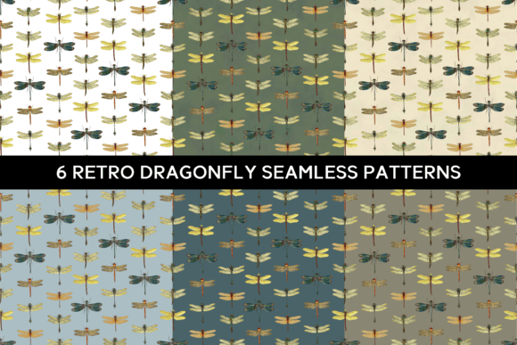 6 Retro Dragonfly Seamless Patterns: Strategic Design for Creative and Commercial Use