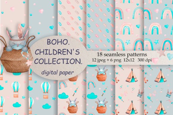 Boho. Collection of Children’s Patterns: A Versatile Design Resource for Parents and Creators