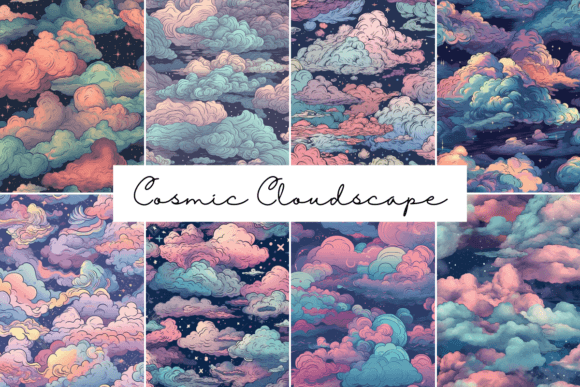 Cosmic Cloudscapes Seamless Patterns