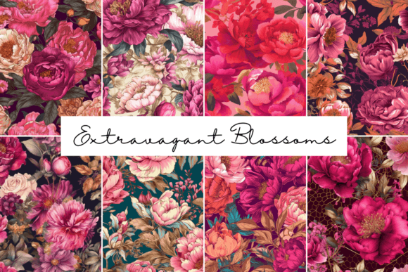 Extravagant Blossoms Seamless Patterns: A Touch of Opulence in Every Design