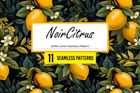 NoirCitrus - Gothic Lemon Dark Patterns: A Unique Design Resource for Creative Projects