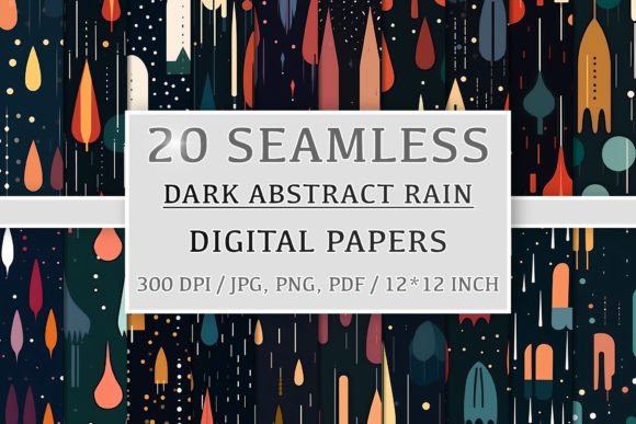 Seamless Dark Abstract Rain Patterns
