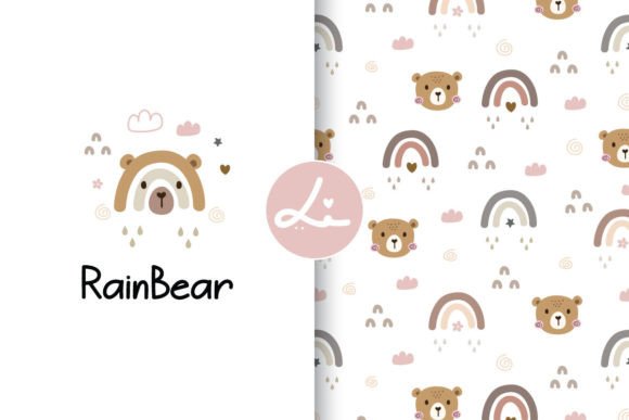 Seamless Patterns Cute Bear and Rainbow: A Versatile Design for Creative Projects