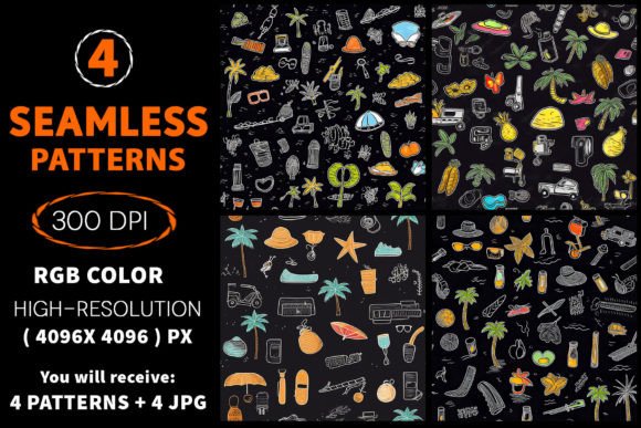 Summer Travel Art Seamless Patterns: A Versatile Design Solution for Modern Creations