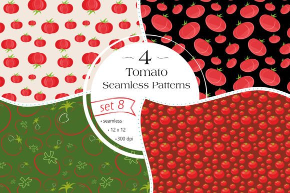 Tomato Seamless Patterns - Set 8: A Versatile Digital Paper Pack for Creative Projects
