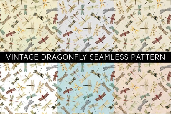 Vintage Dragonfly Seamless Patterns: A Timeless Design for Creative Projects