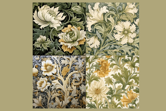 William Morris Style Floral Patterns